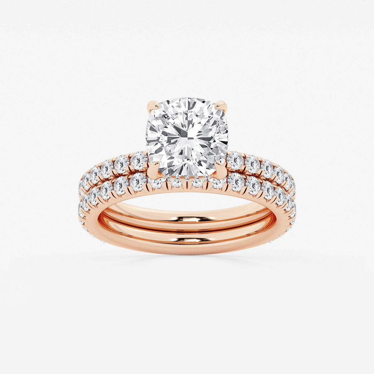 4 1/3 ctw Cushion Lab Grown Diamond Bridal Set