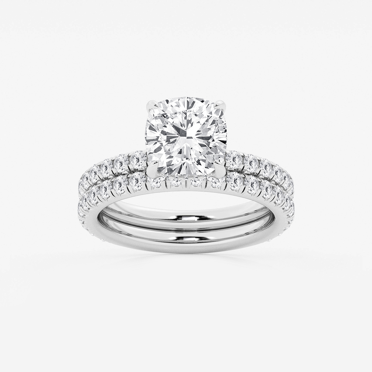 4 1/3 ctw Cushion Lab Grown Diamond Bridal Set