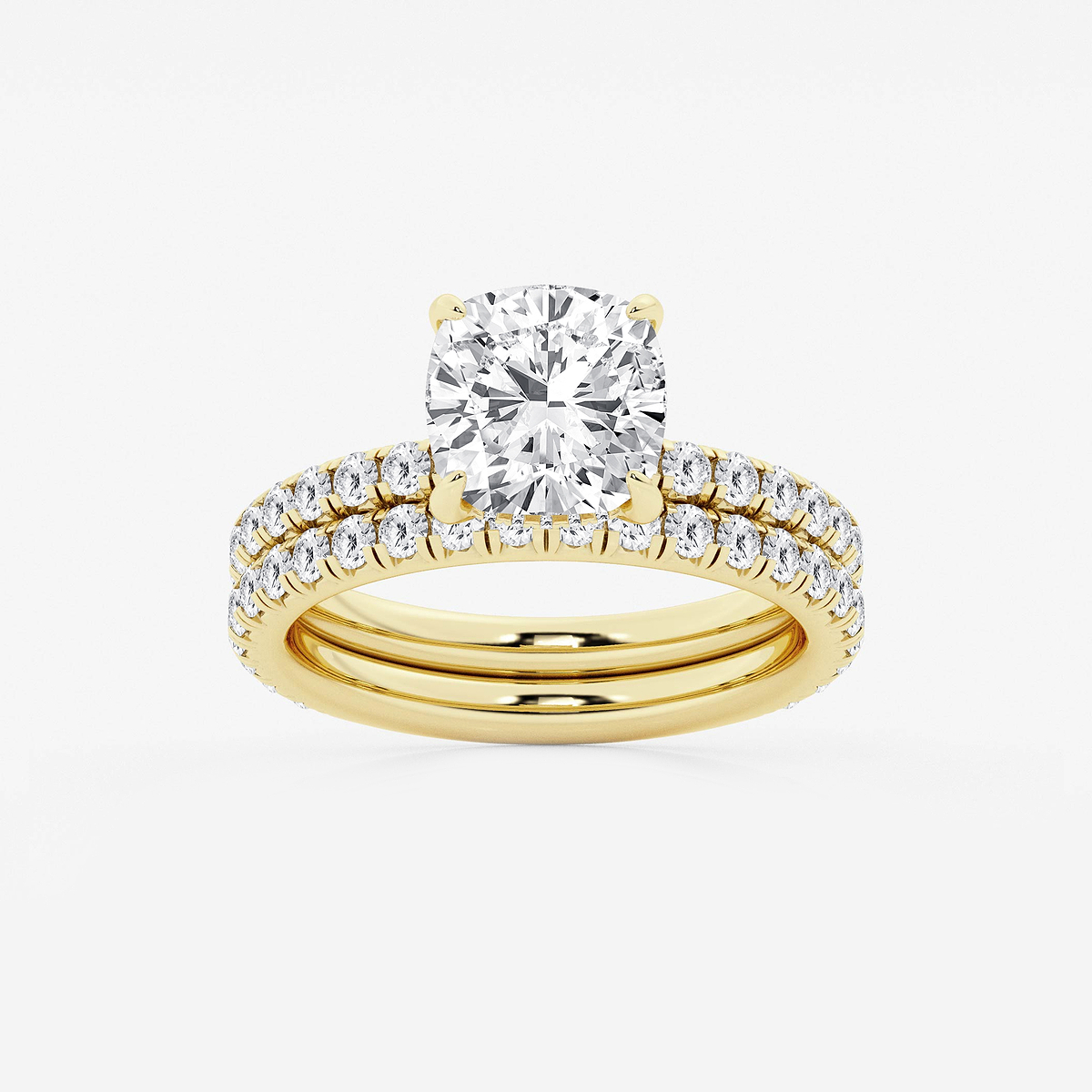 4 1/3 ctw Cushion Lab Grown Diamond Bridal Set