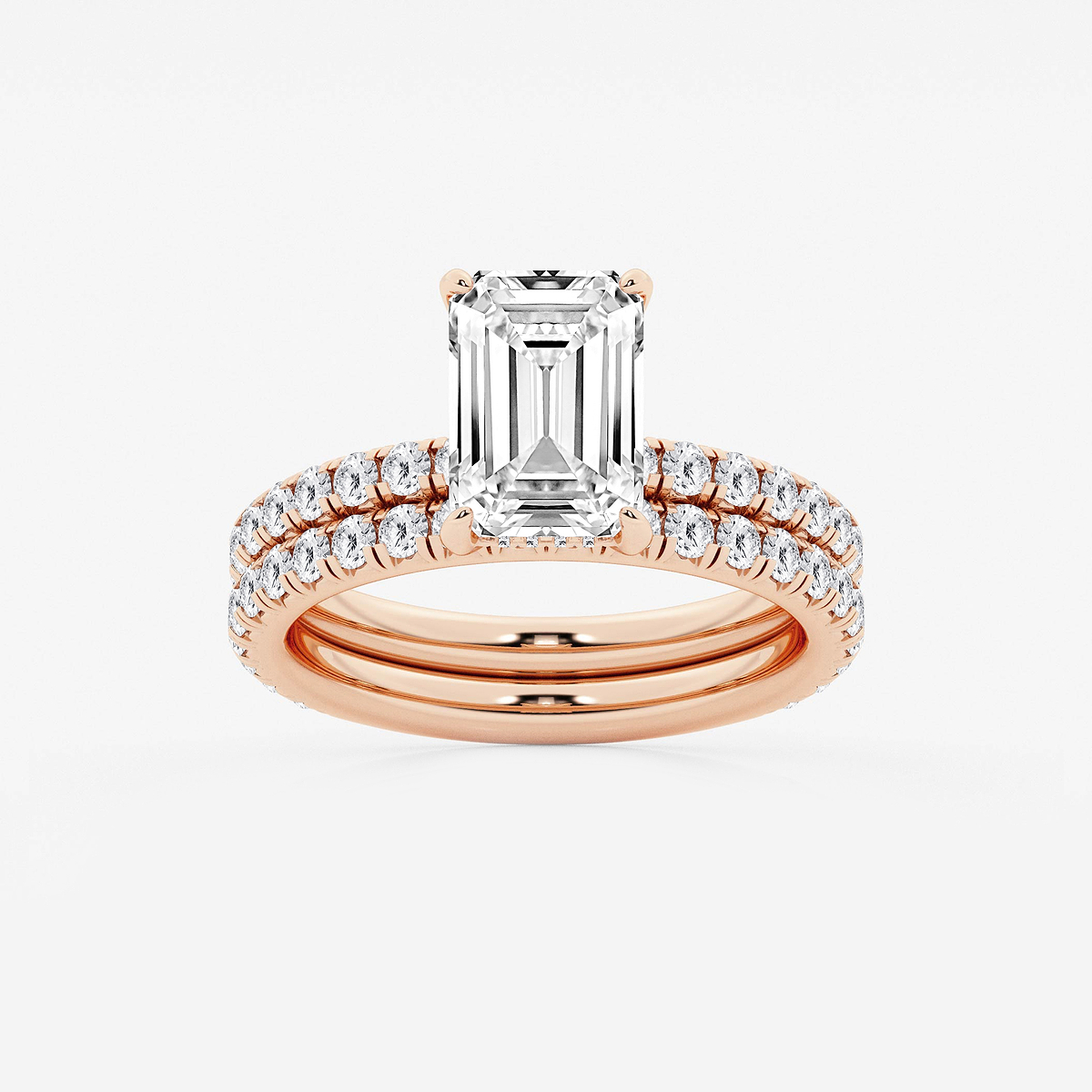 4 1/3 ctw Emerald Lab Grown Diamond Bridal Set