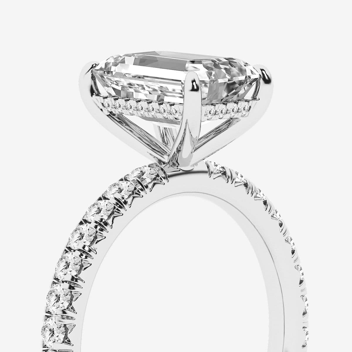 4 1/3 ctw Emerald Lab Grown Diamond Bridal Set 14K White Gold, E+, VS1+