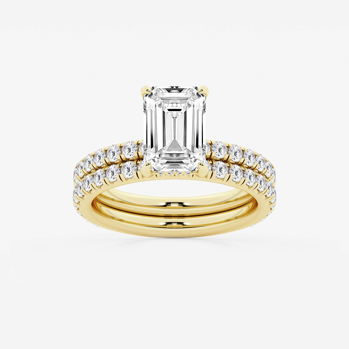 4 1/3 ctw Emerald Lab Grown Diamond Bridal Set