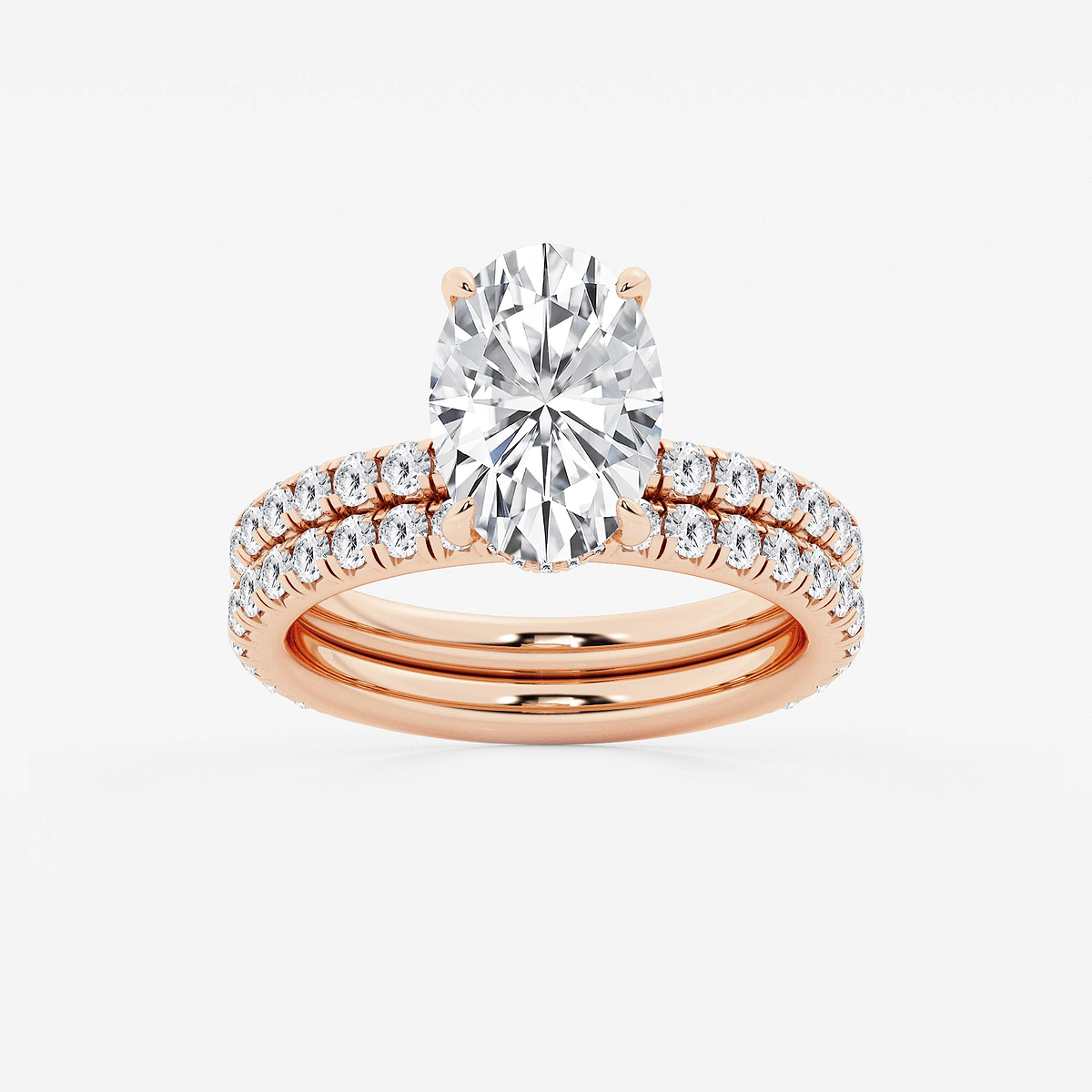 4 1/3 ctw Oval Lab Grown Diamond Bridal Set