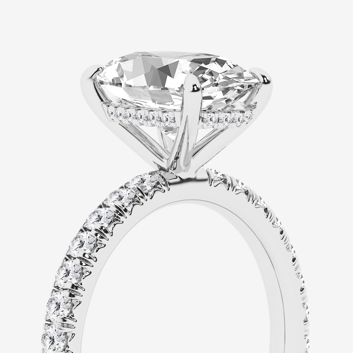 4 1/3 ctw Oval Lab Grown Diamond Bridal Set Platinum, E, VS1