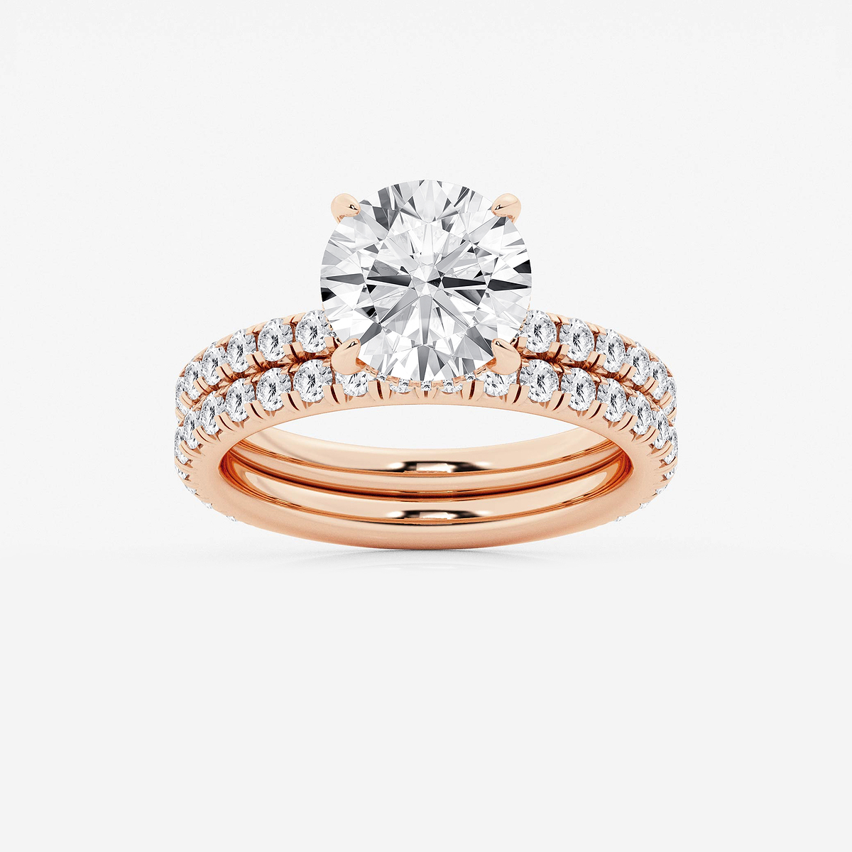 4 1/3 ctw Round Lab Grown Diamond Bridal Set