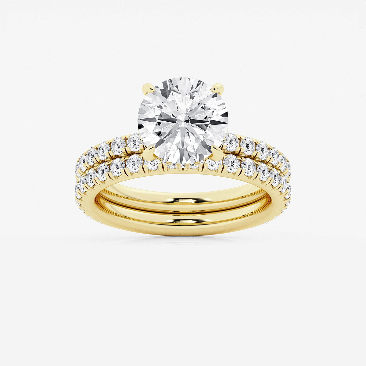 4 1/3 ctw Round Lab Grown Diamond Bridal Set