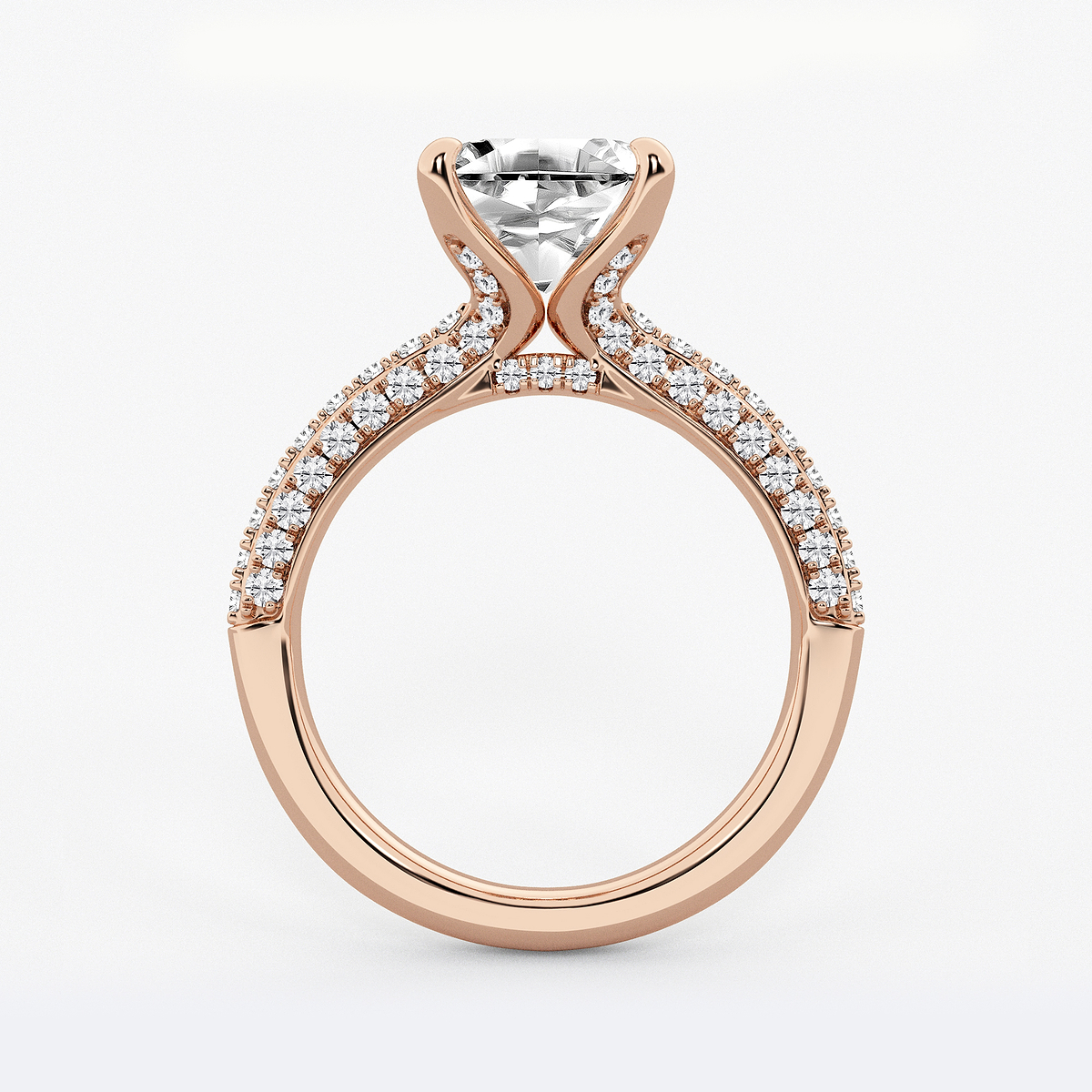 Additional Image 1 for  4 1/8 ctw Asscher Lab Grown Diamond Micro Pave Bridal Set