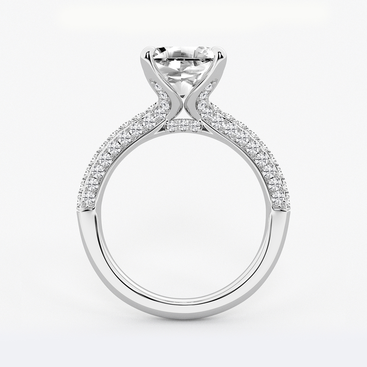 Additional Image 1 for  4 1/8 ctw Asscher Lab Grown Diamond Micro Pave Bridal Set