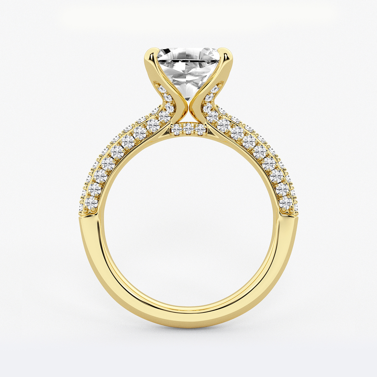 Additional Image 1 for  4 1/8 ctw Asscher Lab Grown Diamond Micro Pave Bridal Set