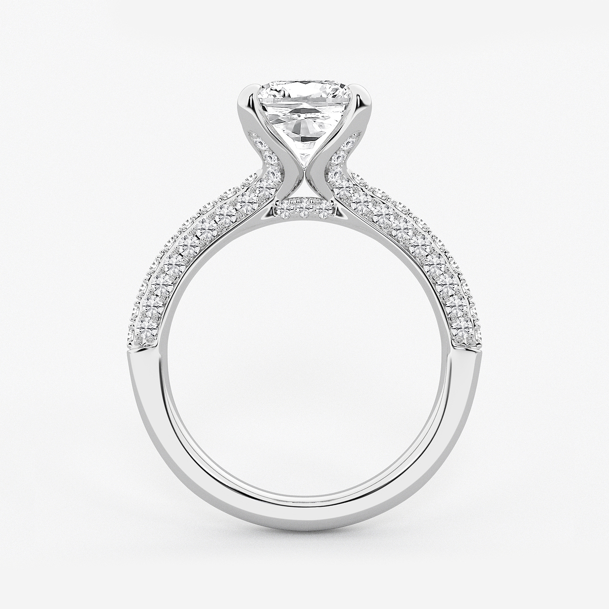 Additional Image 1 for  3 2/3 ctw Cushion Lab Grown Diamond Micro Pave Bridal Set