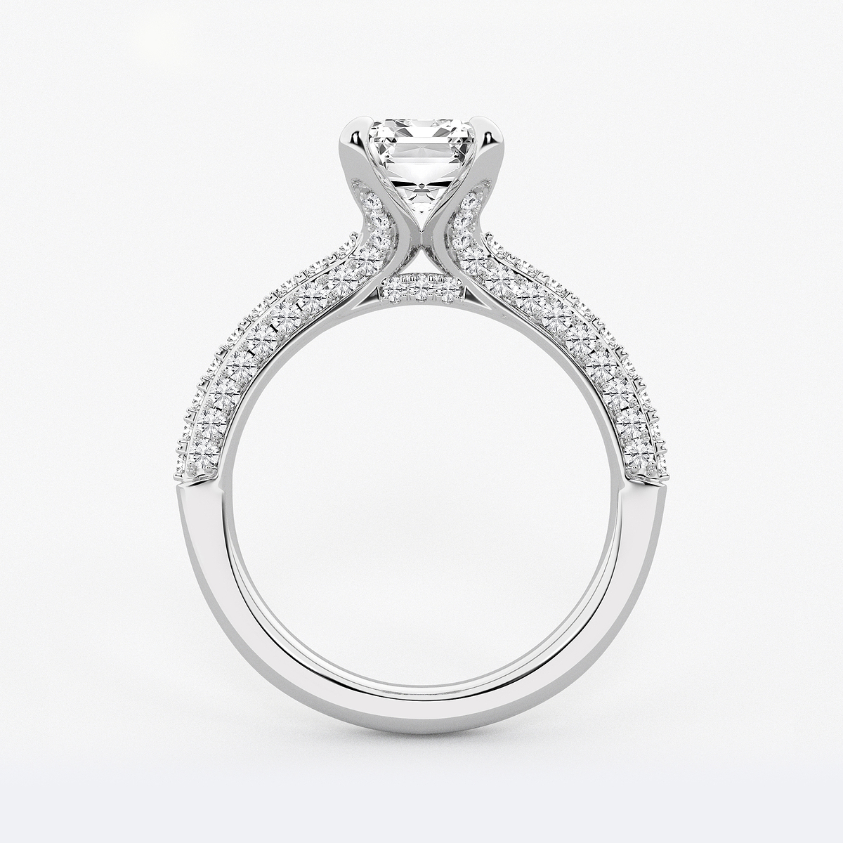 Additional Image 1 for  3 1/8 ctw Emerald Lab Grown Diamond Micro Pave Bridal Set