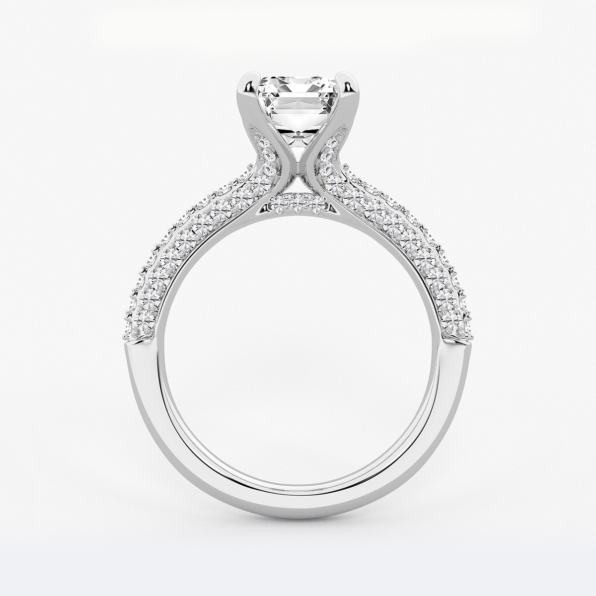 Additional Image 1 for  4 1/8 ctw Emerald Lab Grown Diamond Micro Pave Bridal Set