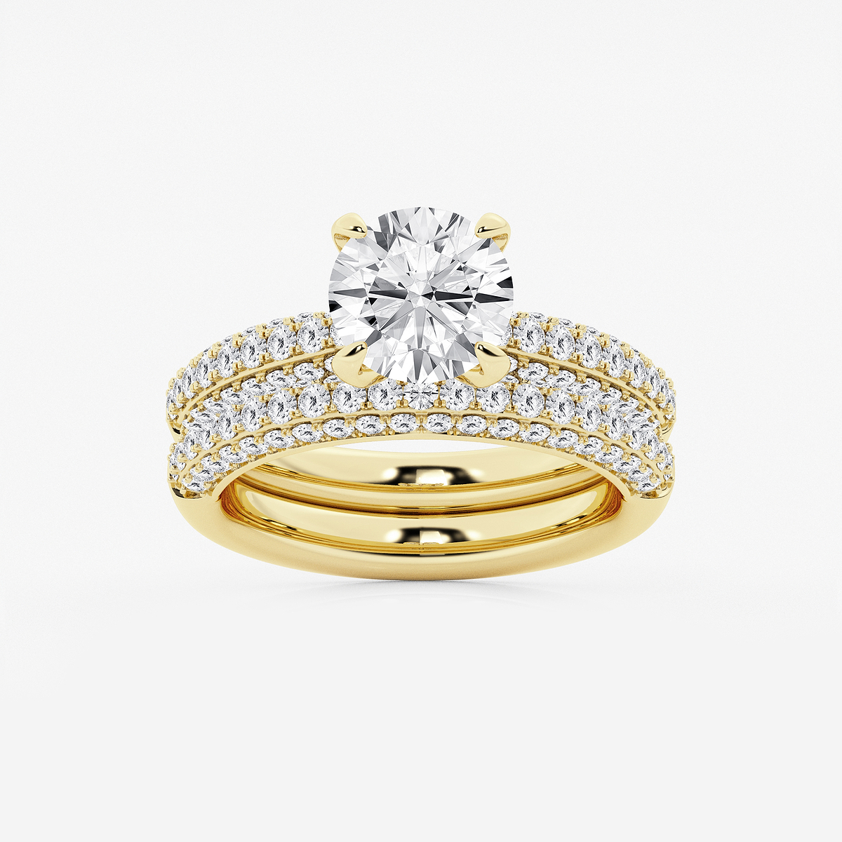 3 1/8 ctw Round Lab Grown Diamond Micro Pave Bridal Set
