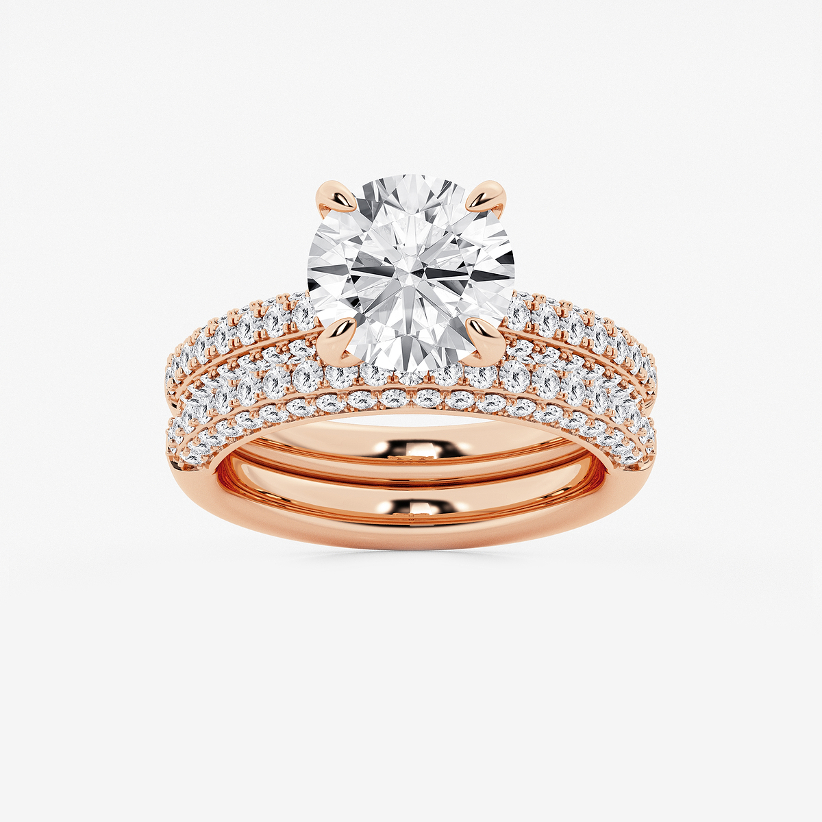 4 1/8 ctw Round Lab Grown Diamond Micro Pave Bridal Set