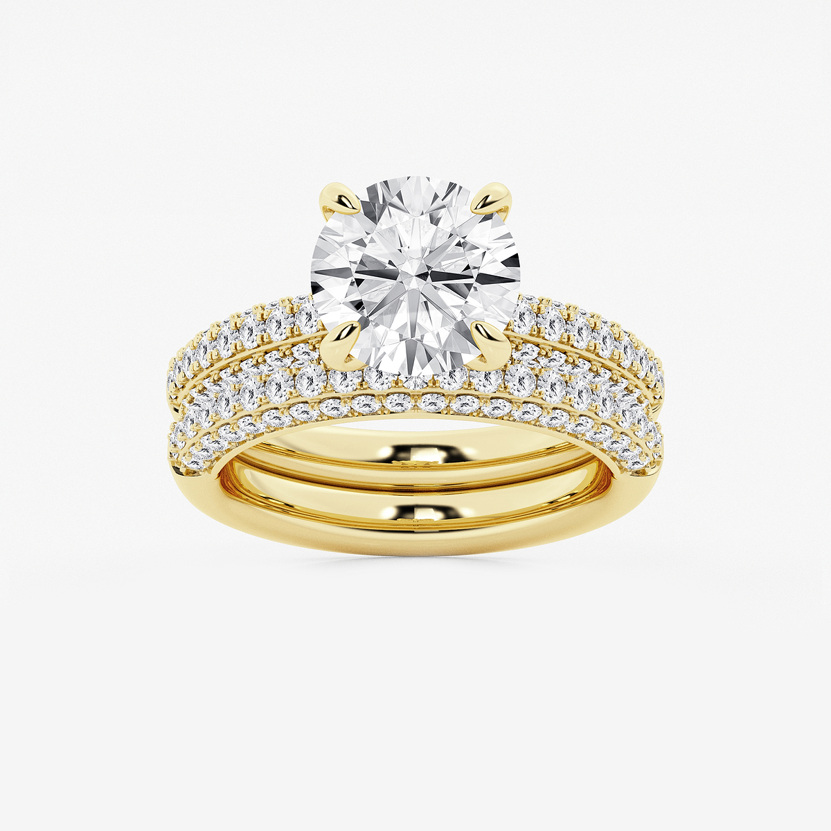 4 1/8 ctw Round Lab Grown Diamond Micro Pave Bridal Set