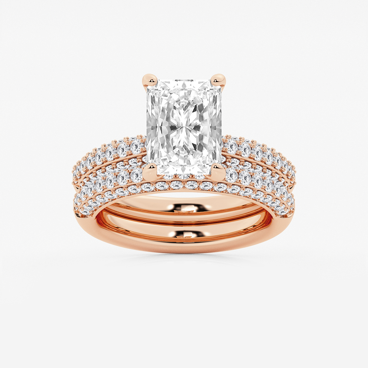 4 1/8 ctw Radiant Lab Grown Diamond Micro Pave Bridal Set