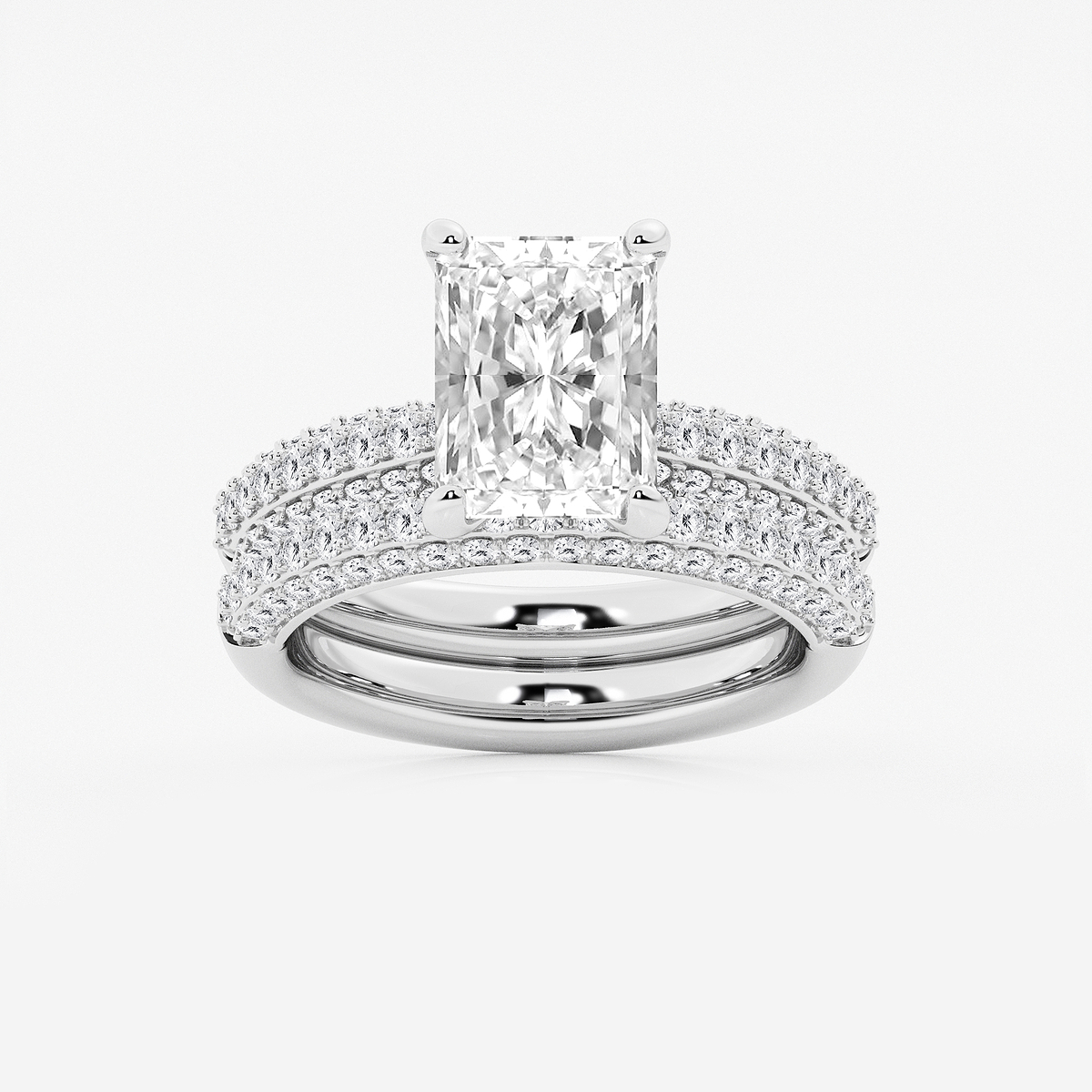 4 1/8 ctw Radiant Lab Grown Diamond Micro Pave Bridal Set