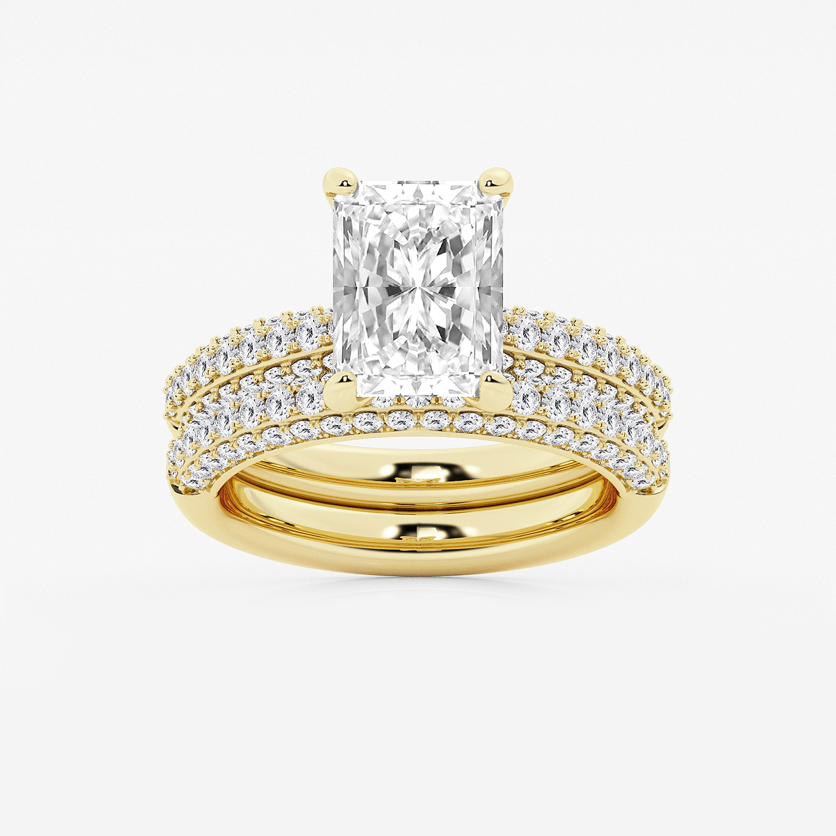 4 1/8 ctw Radiant Lab Grown Diamond Micro Pave Bridal Set