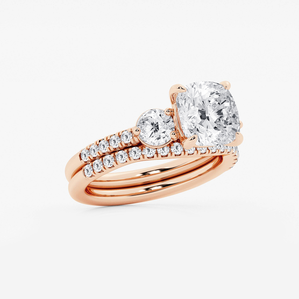 Additional Image 1 for  4 1/8 ctw Cushion Lab Grown Diamond Three-Stone Bridal Set