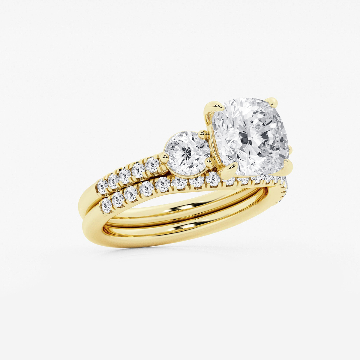 Additional Image 1 for  4 1/8 ctw Cushion Lab Grown Diamond Three-Stone Bridal Set
