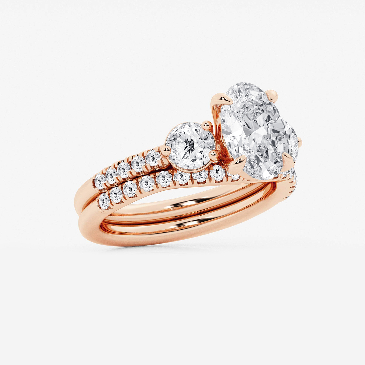 Additional Image 1 for  3 1/8 ctw Oval Lab Grown Diamond Three-Stone Bridal Set
