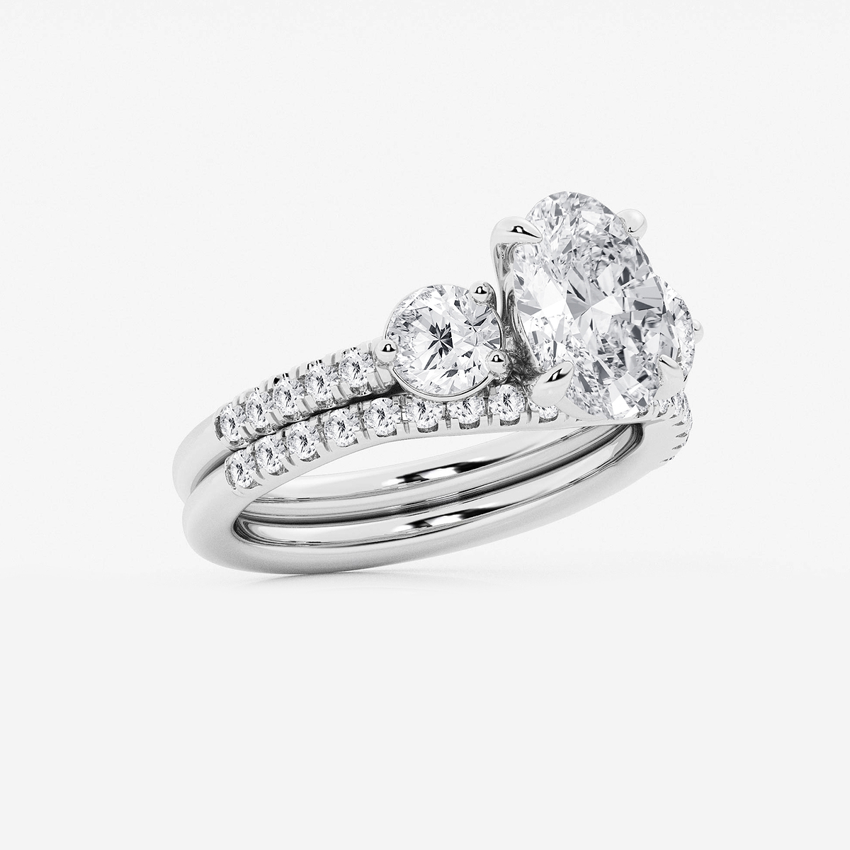 Additional Image 1 for  3 1/8 ctw Oval Lab Grown Diamond Three-Stone Bridal Set