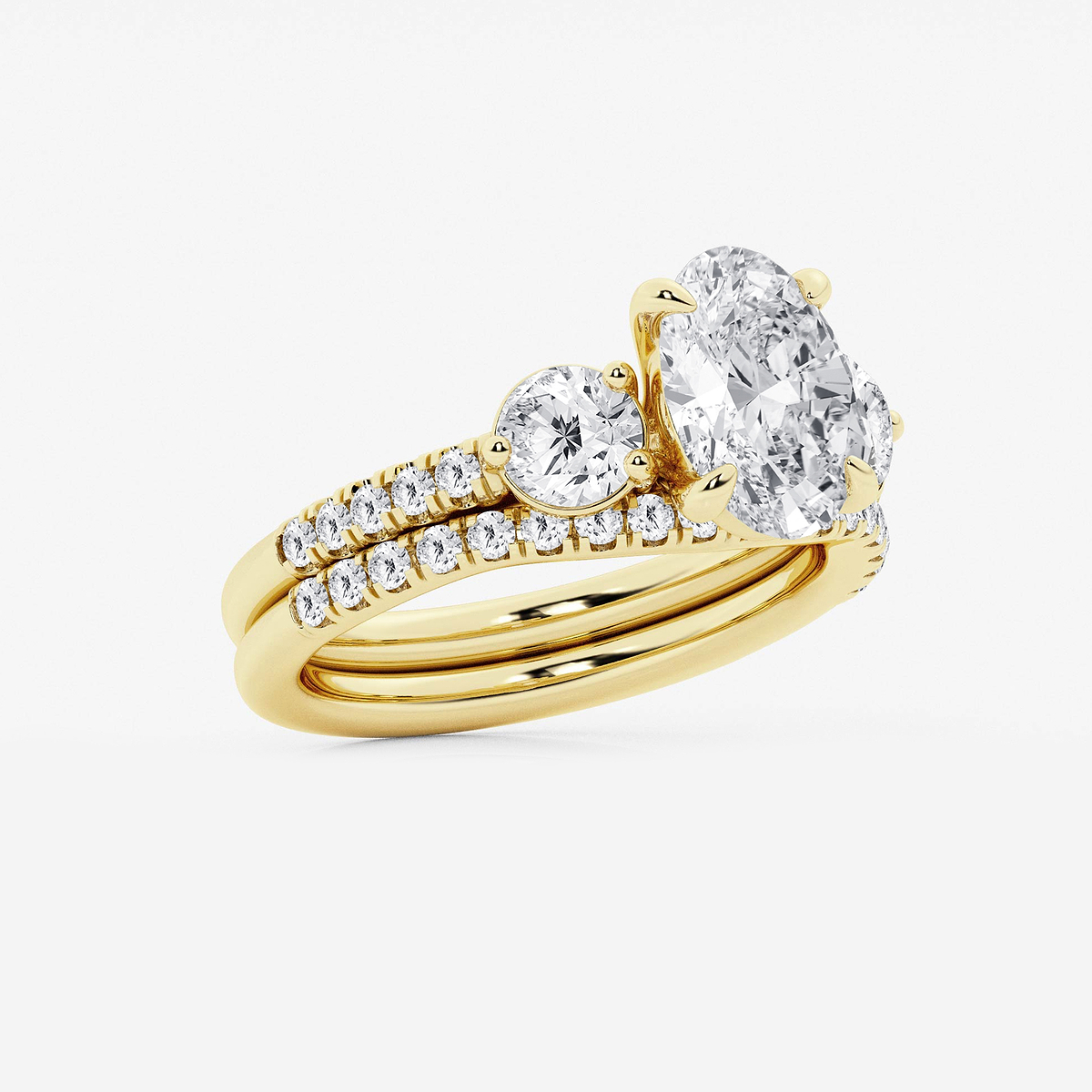 Additional Image 1 for  3 1/8 ctw Oval Lab Grown Diamond Three-Stone Bridal Set