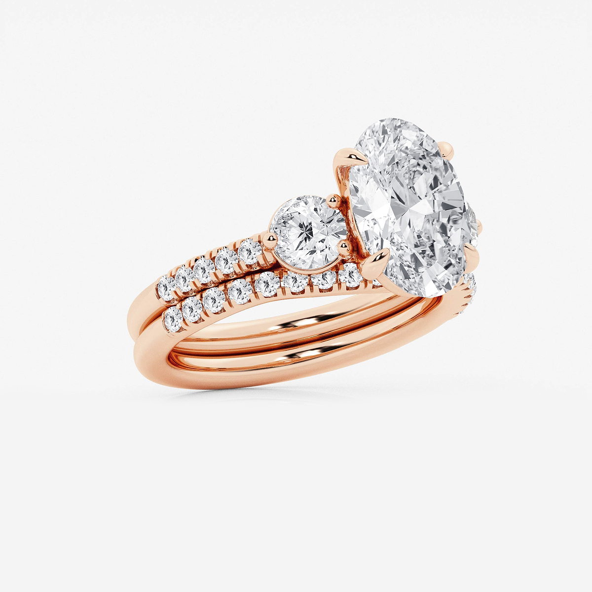 Additional Image 1 for  4 1/8 ctw Oval Lab Grown Diamond Three-Stone Bridal Set