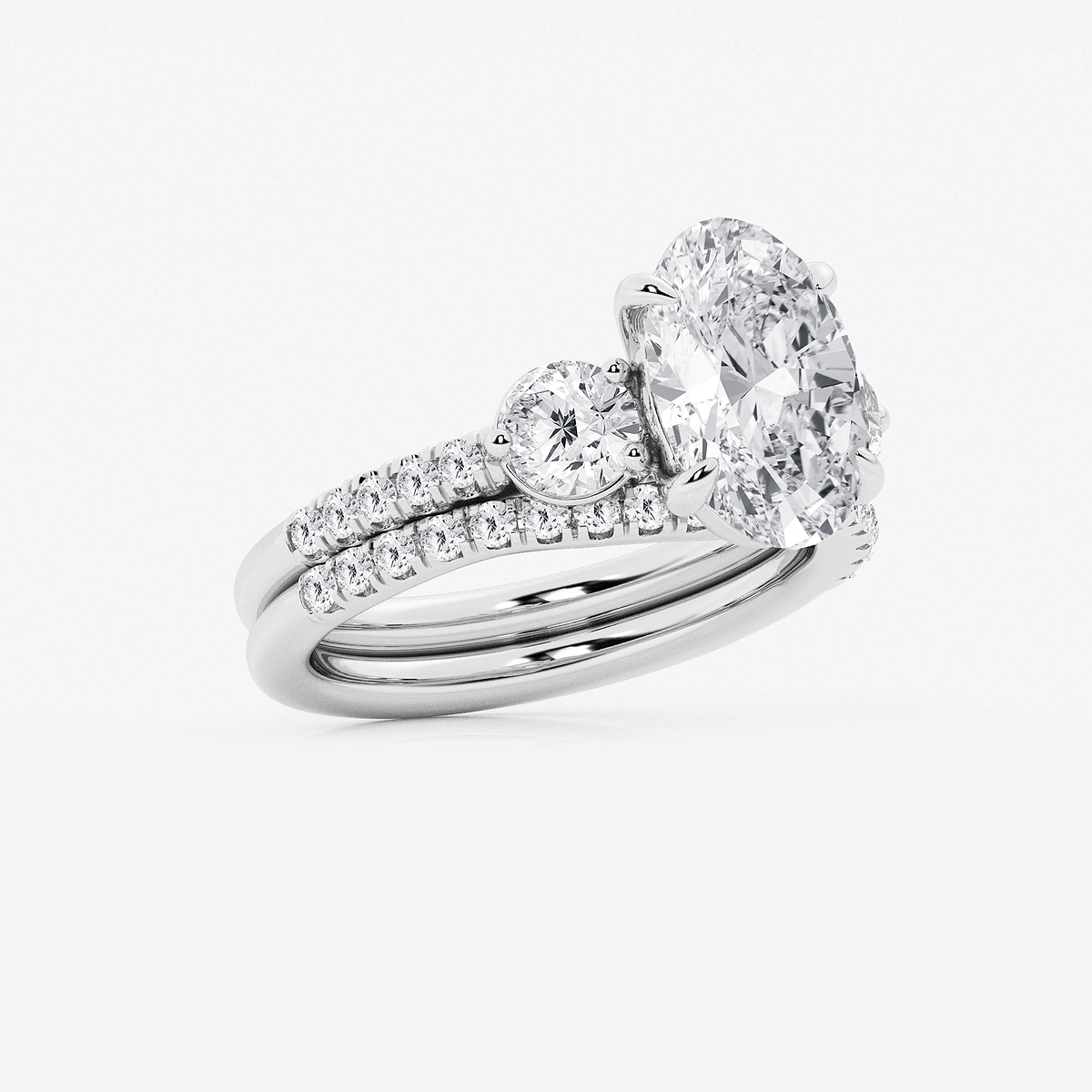 Additional Image 1 for  4 1/8 ctw Oval Lab Grown Diamond Three-Stone Bridal Set