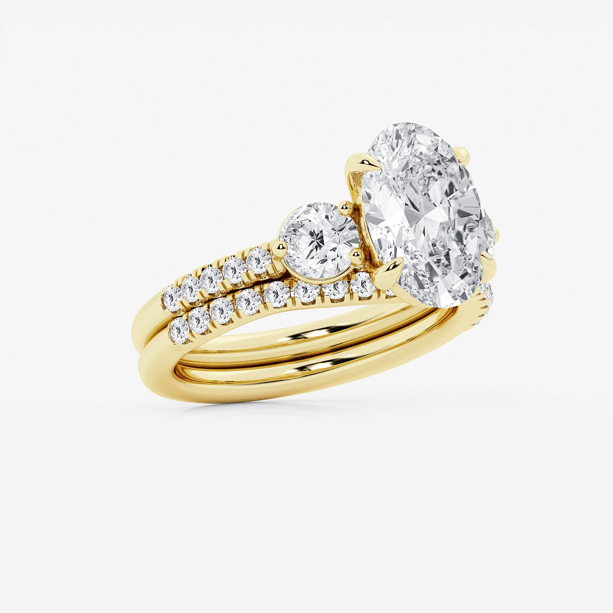 Additional Image 1 for  4 1/8 ctw Oval Lab Grown Diamond Three-Stone Bridal Set