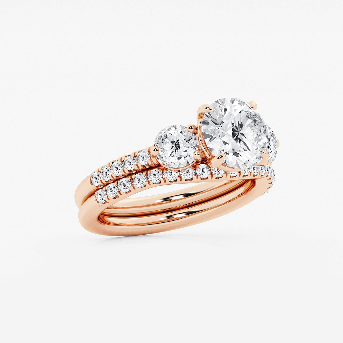 Additional Image 1 for  3 1/8 ctw Round Lab Grown Diamond Three-Stone Bridal Set