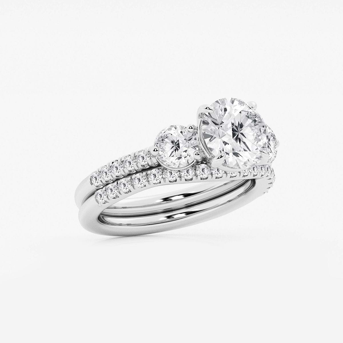 Additional Image 1 for  3 1/8 ctw Round Lab Grown Diamond Three-Stone Bridal Set
