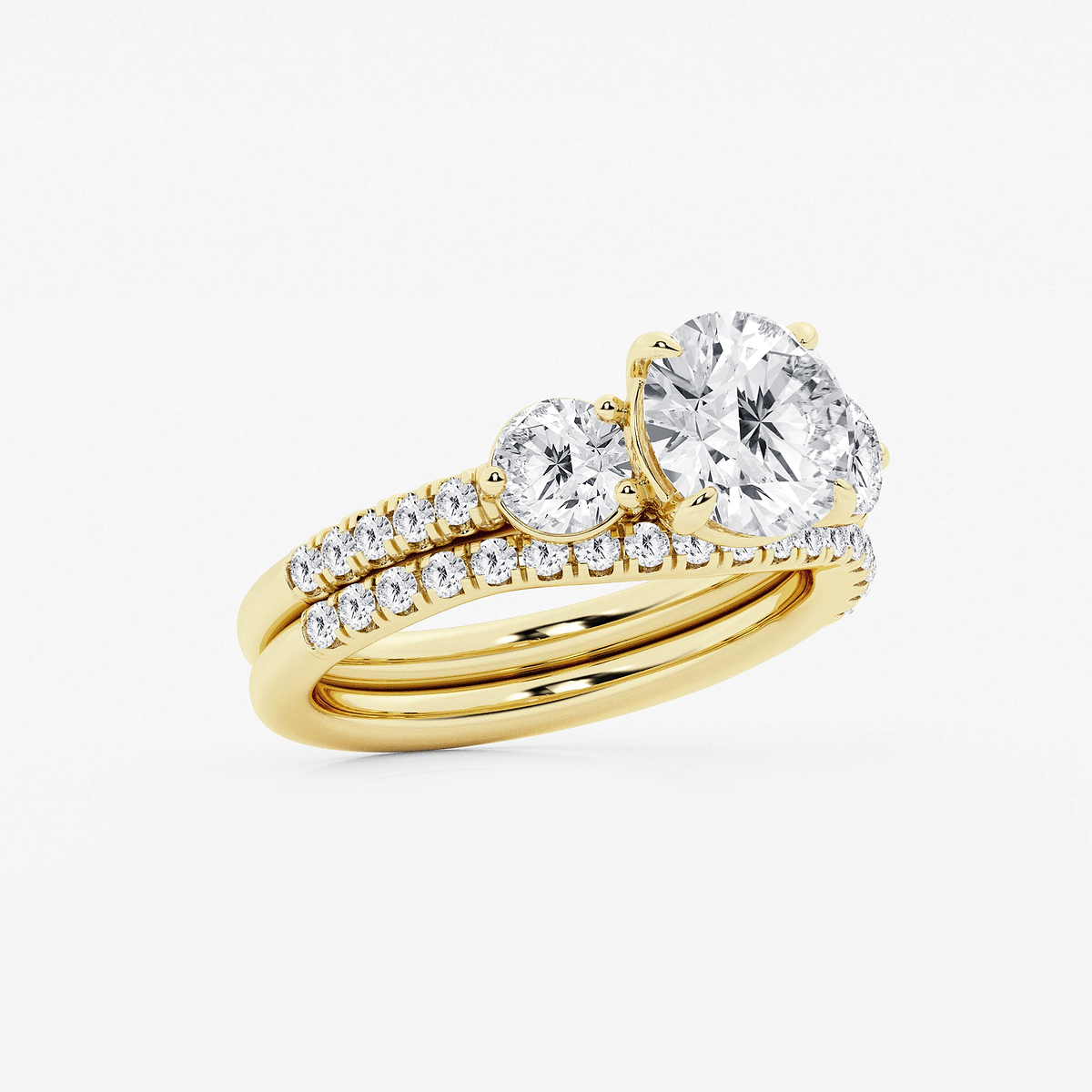 Additional Image 1 for  3 1/8 ctw Round Lab Grown Diamond Three-Stone Bridal Set