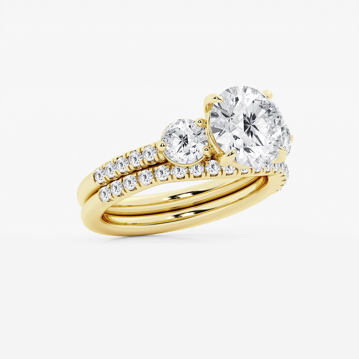 Additional Image 1 for  3 2/3 ctw Round Lab Grown Diamond Three-Stone Bridal Set