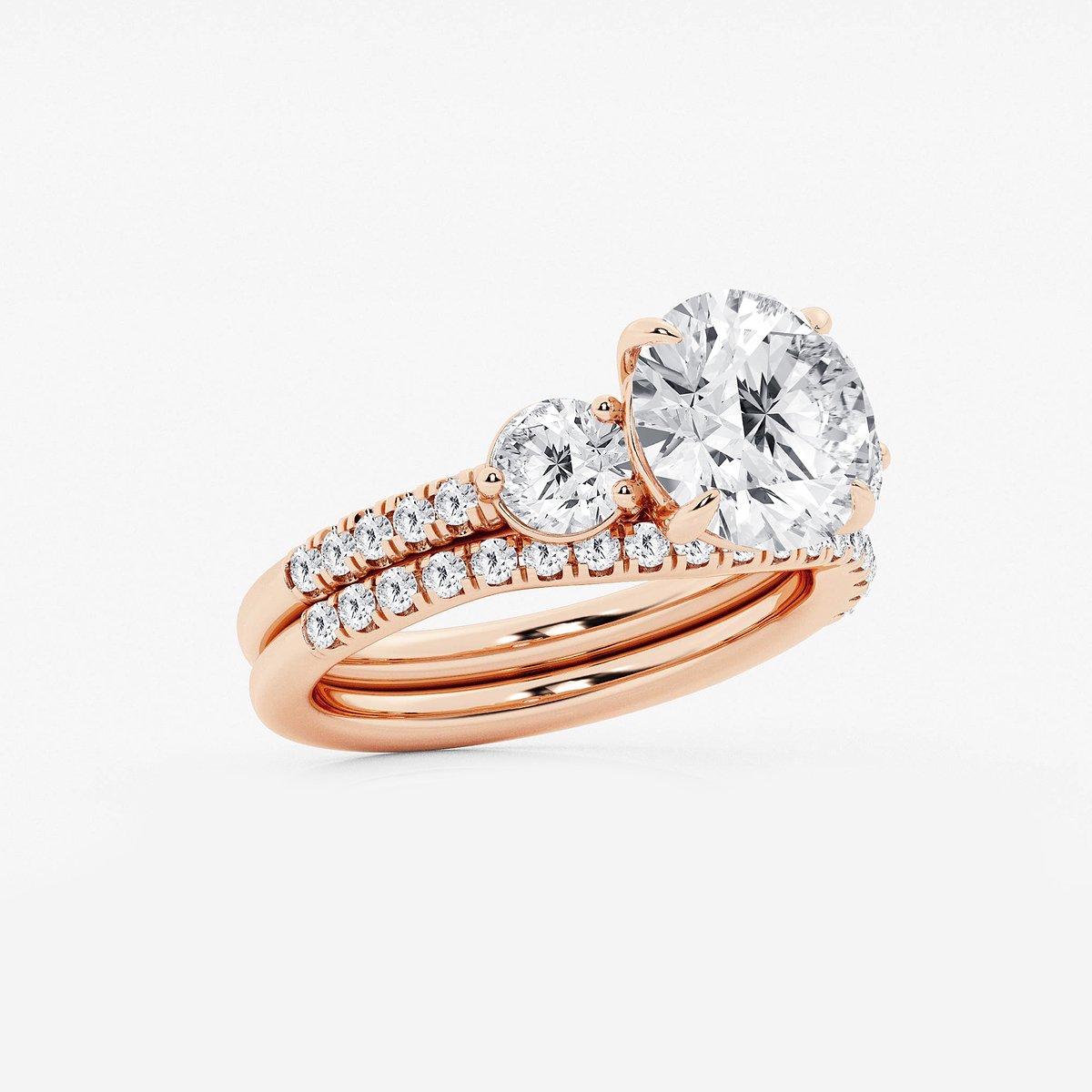 Additional Image 1 for  4 1/8 ctw Round Lab Grown Diamond Three-Stone Bridal Set