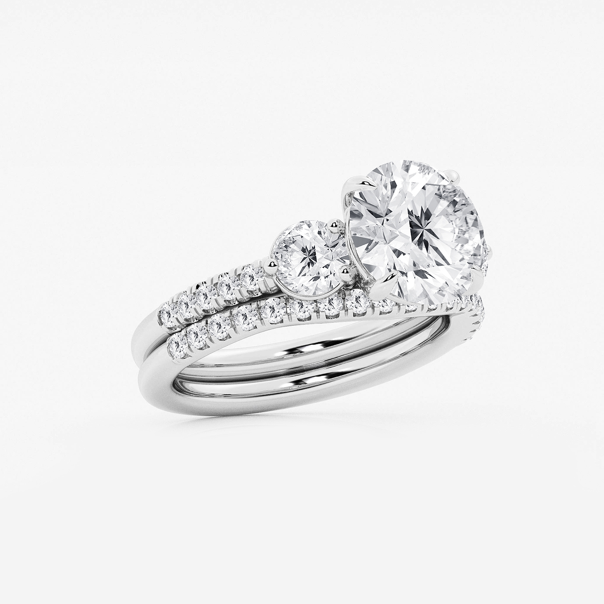 Additional Image 1 for  4 1/8 ctw Round Lab Grown Diamond Three-Stone Bridal Set