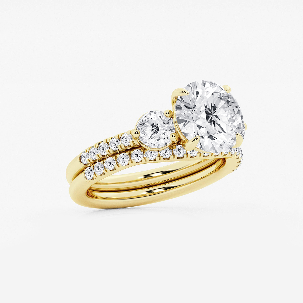 Additional Image 1 for  4 1/8 ctw Round Lab Grown Diamond Three-Stone Bridal Set