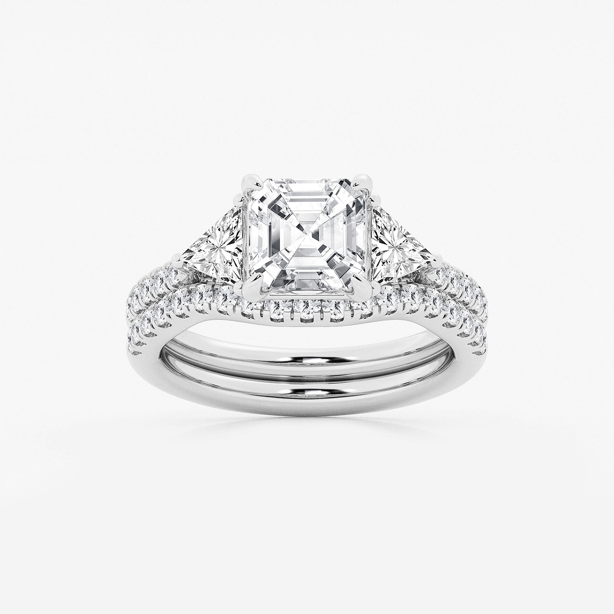 3 1/4 ctw Asscher Lab Grown Diamond Three-Stone Bridal Set
