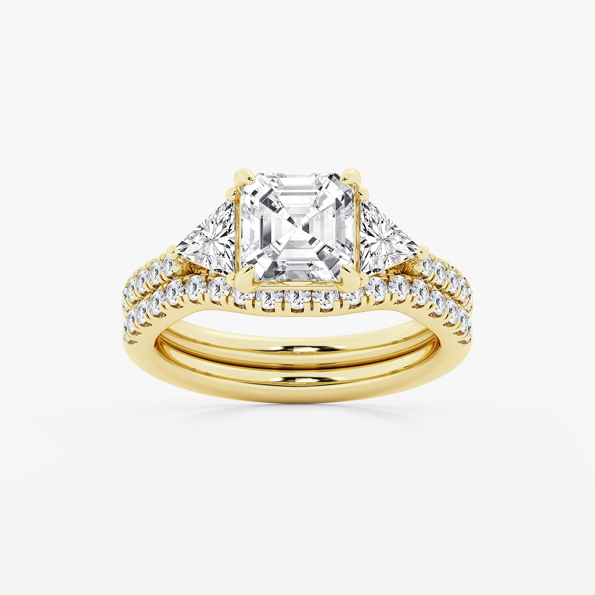3 1/4 ctw Asscher Lab Grown Diamond Three-Stone Bridal Set
