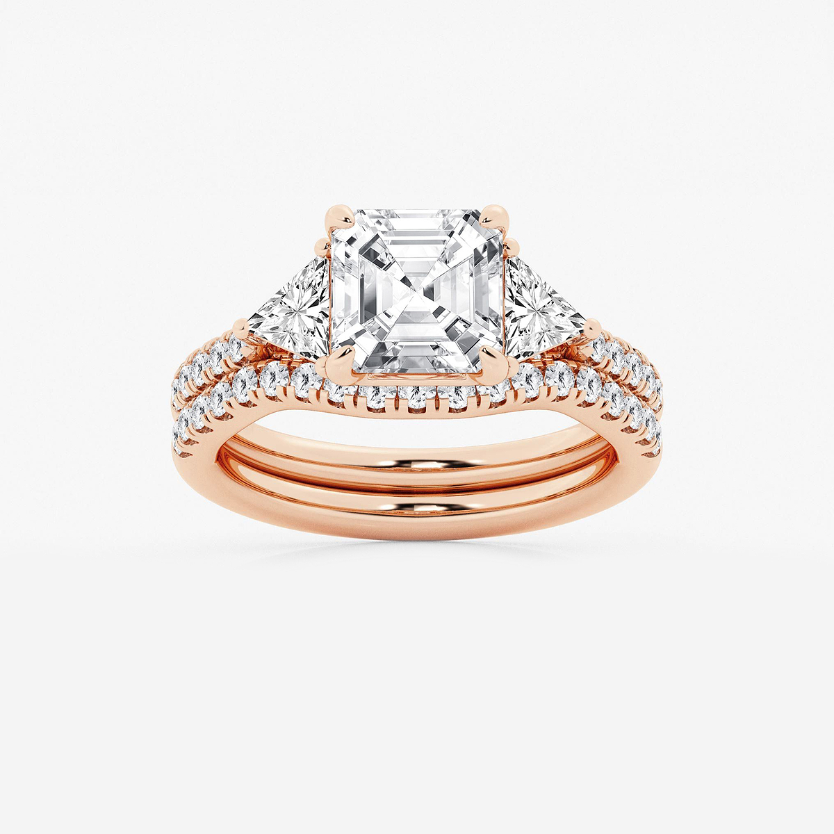 3 3/4 ctw Asscher Lab Grown Diamond Three-Stone Bridal Set