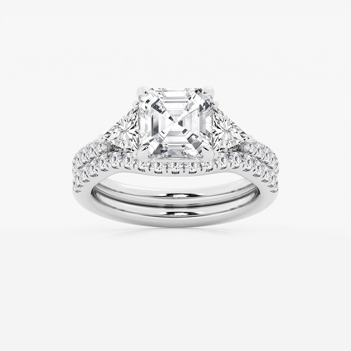 3 3/4 ctw Asscher Lab Grown Diamond Three-Stone Bridal Set