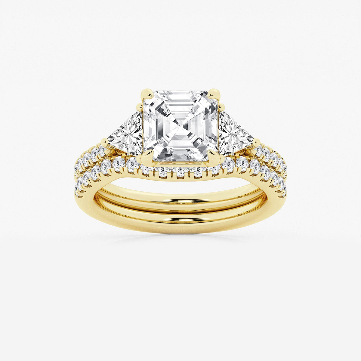3 3/4 ctw Asscher Lab Grown Diamond Three-Stone Bridal Set