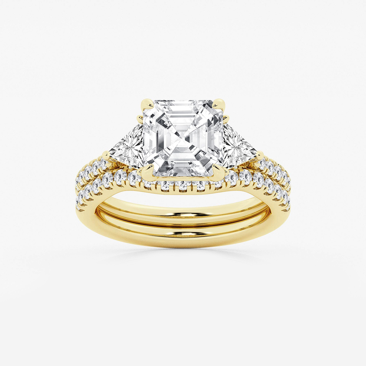 4 1/4 ctw Asscher Lab Grown Diamond Three-Stone Bridal Set