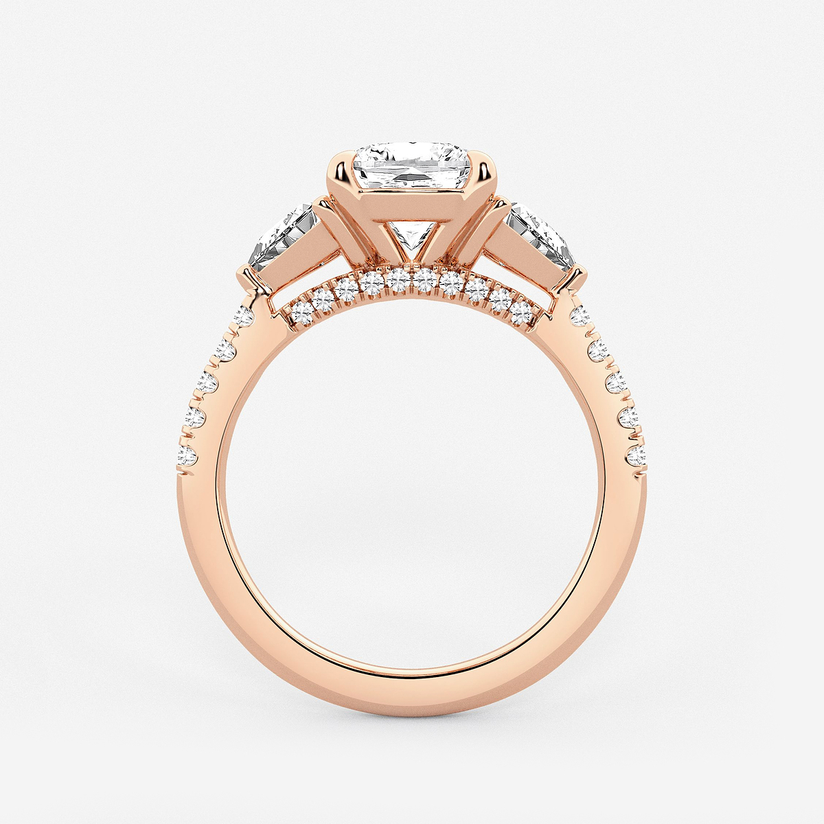 Additional Image 1 for  3 1/4 ctw Cushion Lab Grown Diamond Three-Stone Bridal Set