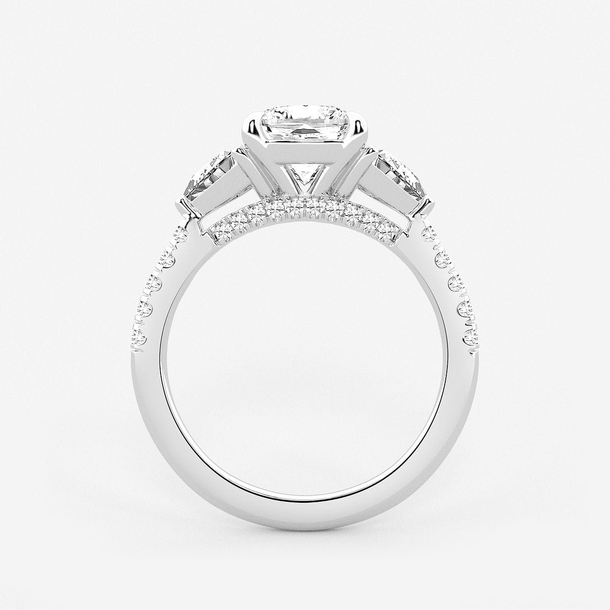 Additional Image 1 for  3 1/4 ctw Cushion Lab Grown Diamond Three-Stone Bridal Set