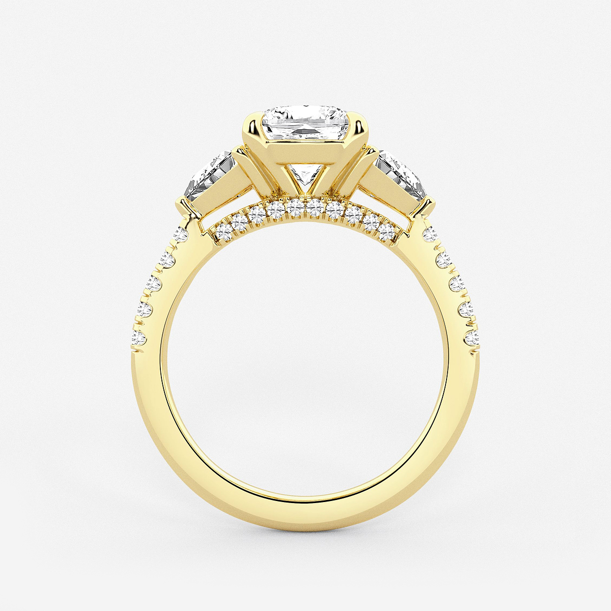 Additional Image 1 for  3 1/4 ctw Cushion Lab Grown Diamond Three-Stone Bridal Set