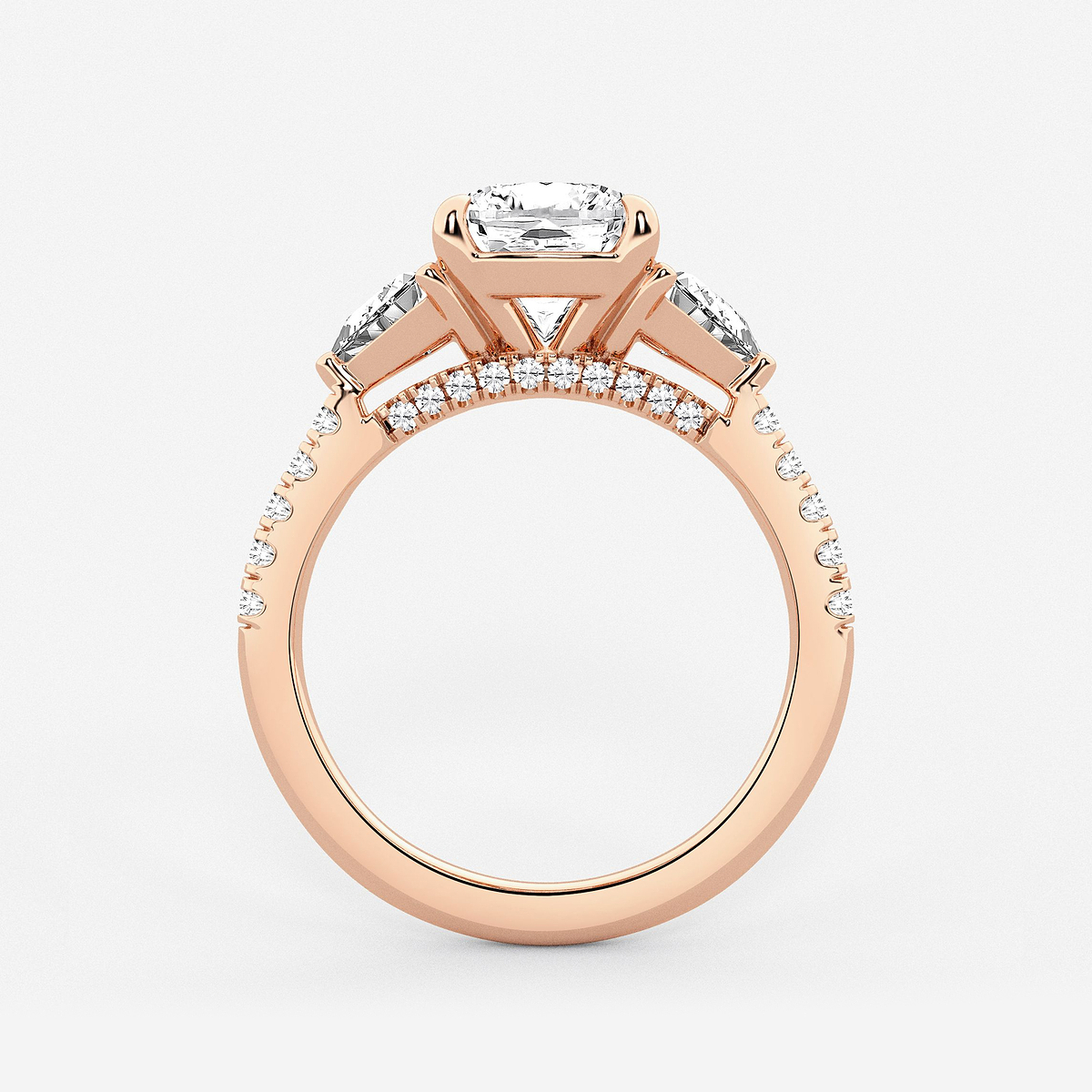 Additional Image 1 for  3 3/4 ctw Cushion Lab Grown Diamond Three-Stone Bridal Set