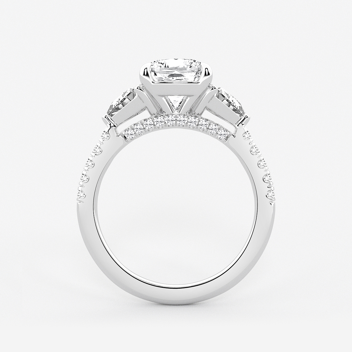 Additional Image 1 for  3 3/4 ctw Cushion Lab Grown Diamond Three-Stone Bridal Set