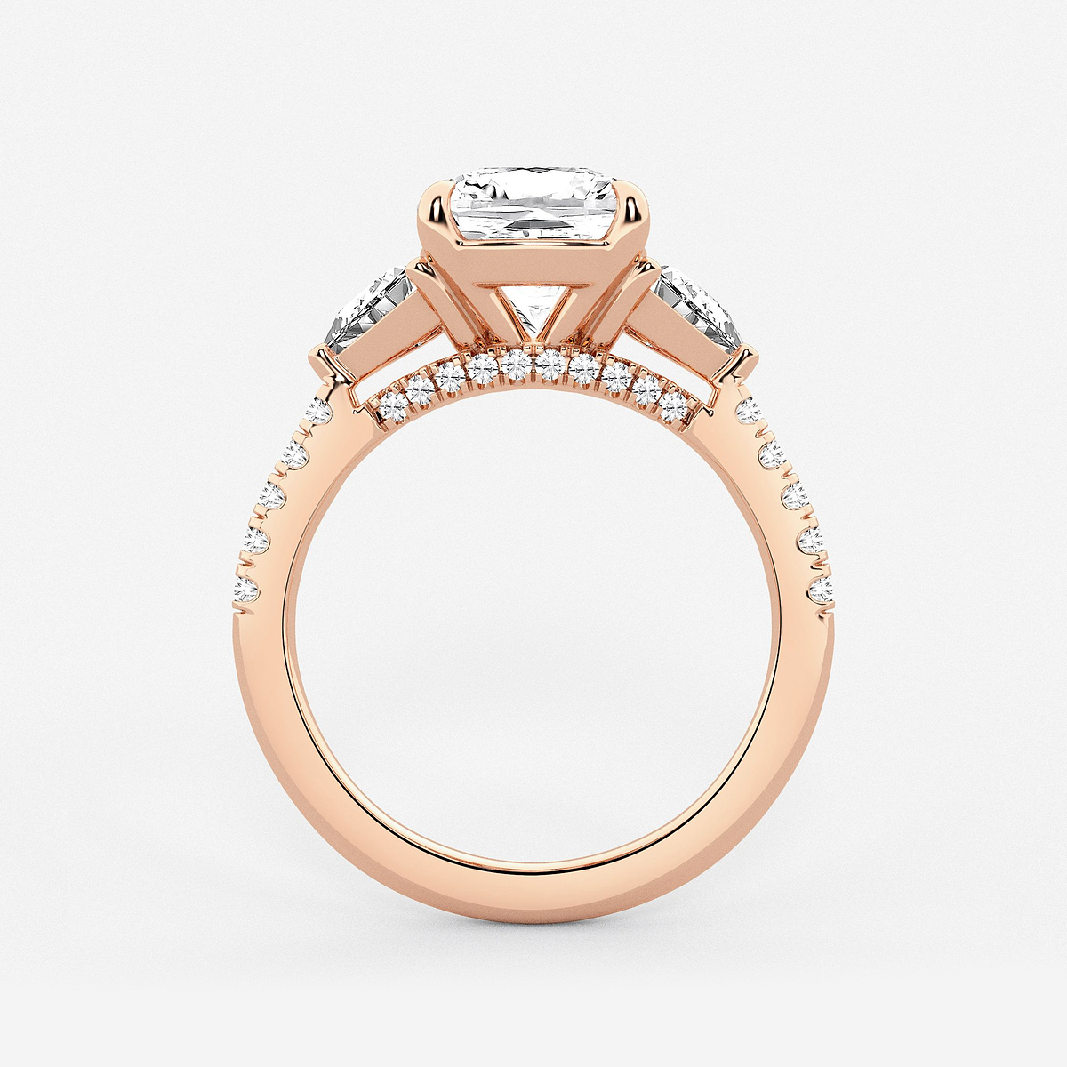 Additional Image 1 for  4 1/4 ctw Cushion Lab Grown Diamond Three-Stone Bridal Set
