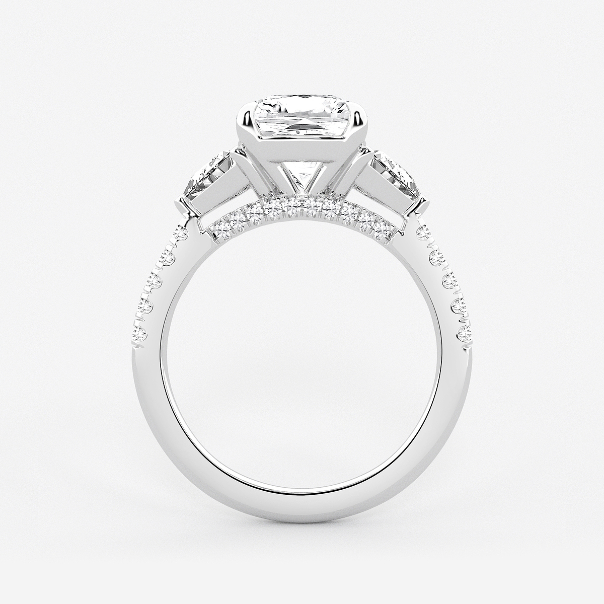 Additional Image 1 for  4 1/4 ctw Cushion Lab Grown Diamond Three-Stone Bridal Set